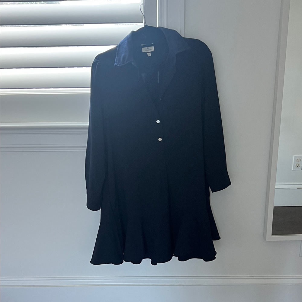 Button-Front Navy Collared Dress - image 1